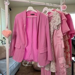 Hot Pink Women Blazer Workwear